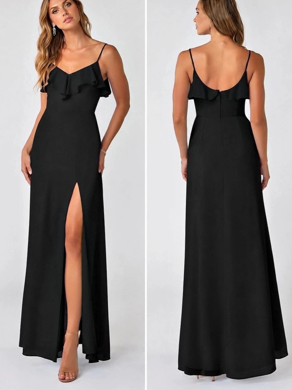 Azazie Natalia Black Dress Size 8 NWT